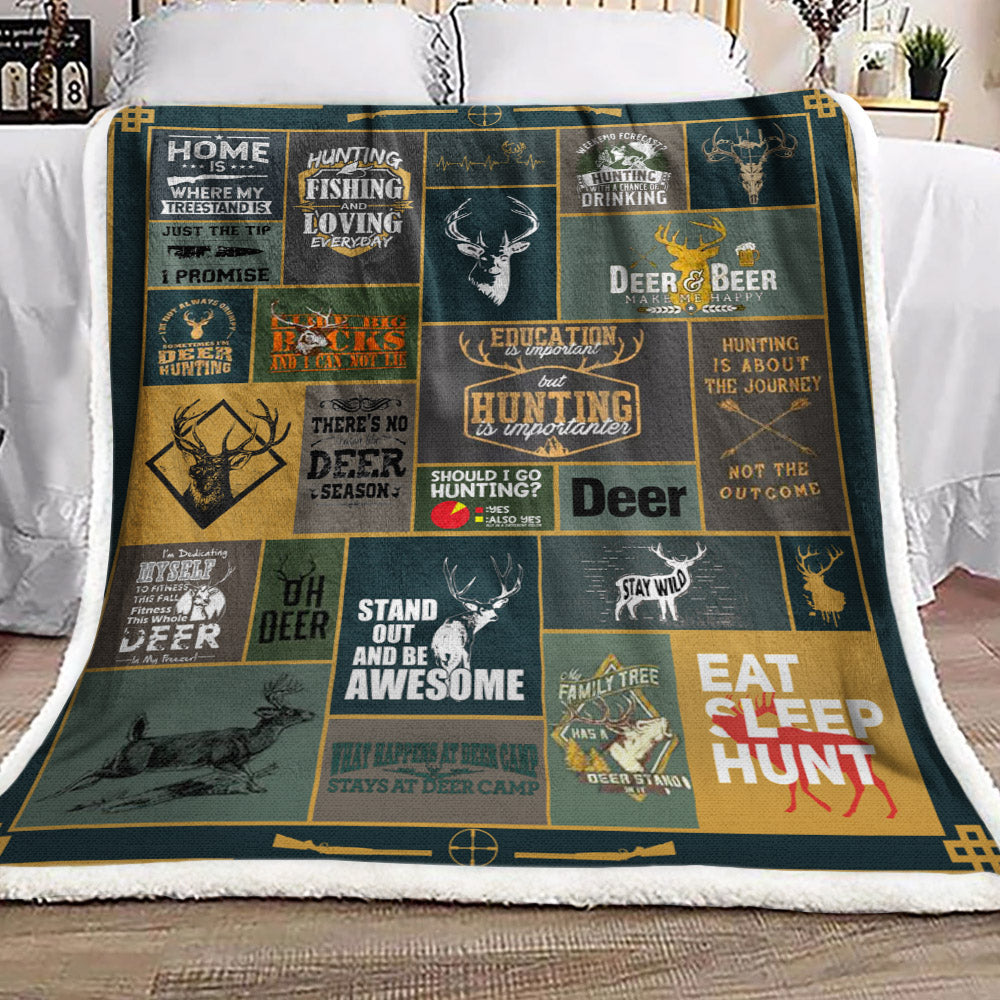 Deer DD210983F Sherpa Fleece Blanket