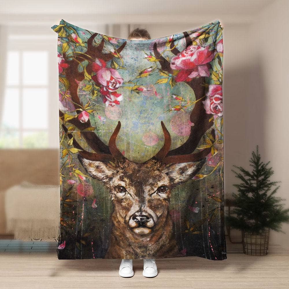 Deer DP260846F Sherpa Fleece Blanket