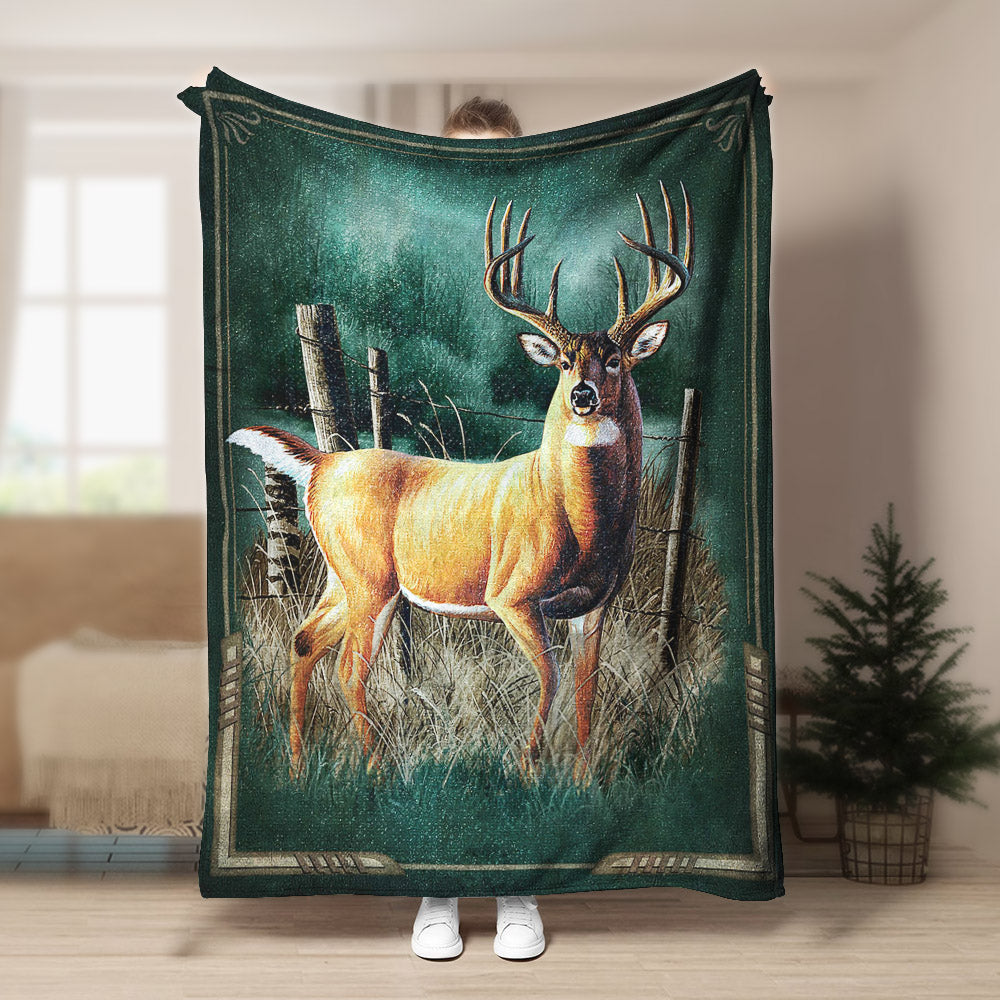 Deer ML070927F Sherpa Fleece Blanket