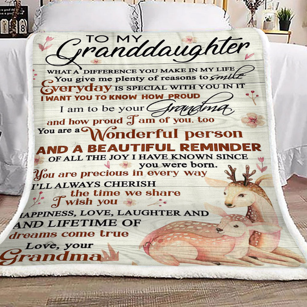 Deer To My Granddaughter Your Grandma CL16110108MDF Sherpa Fleece Blanket