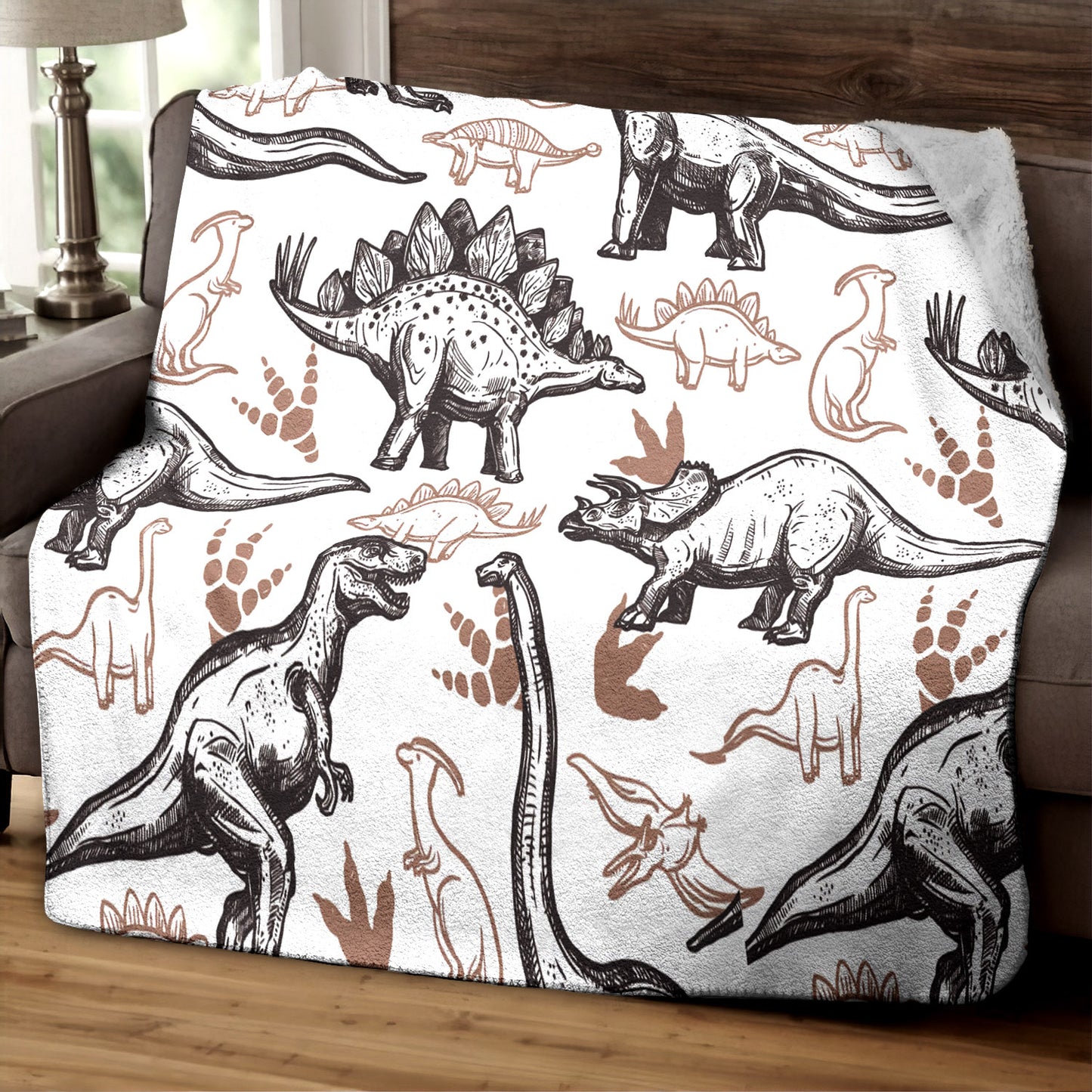 Dinosaur QN230830TT Sherpa Fleece Blanket