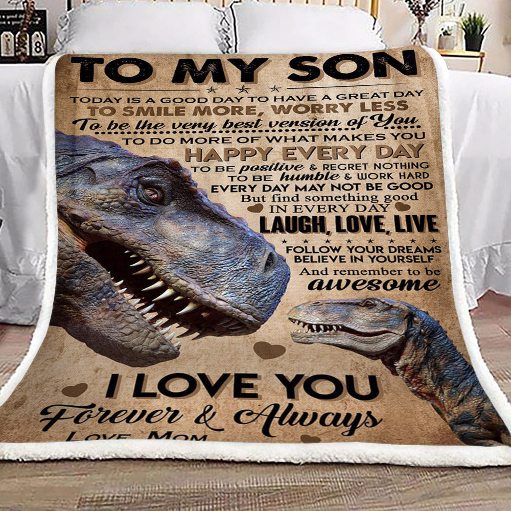 Dinosaurs To My Son From Mom CL16110135MDF Sherpa Fleece Blanket