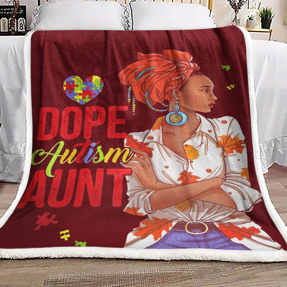 Dope Autism Aunt HN051091F Sherpa Fleece Blanket