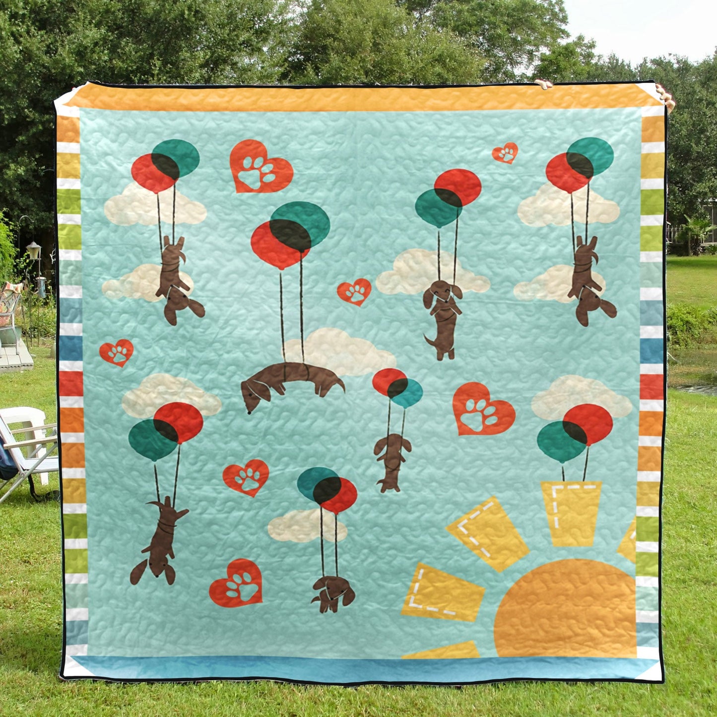 Doxie And Balloons CLT190642 Quilt Blanket