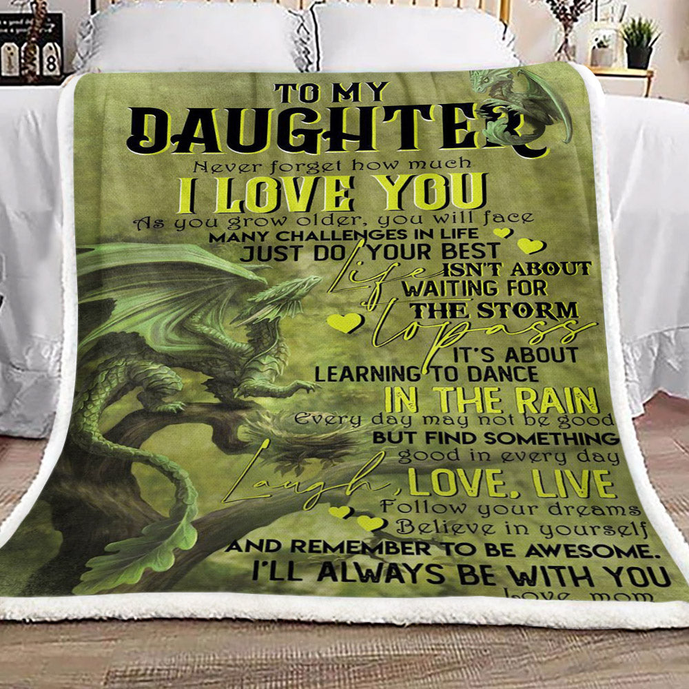 Dragon To My Daughter Love Mom CL16110153MDF Sherpa Fleece Blanket