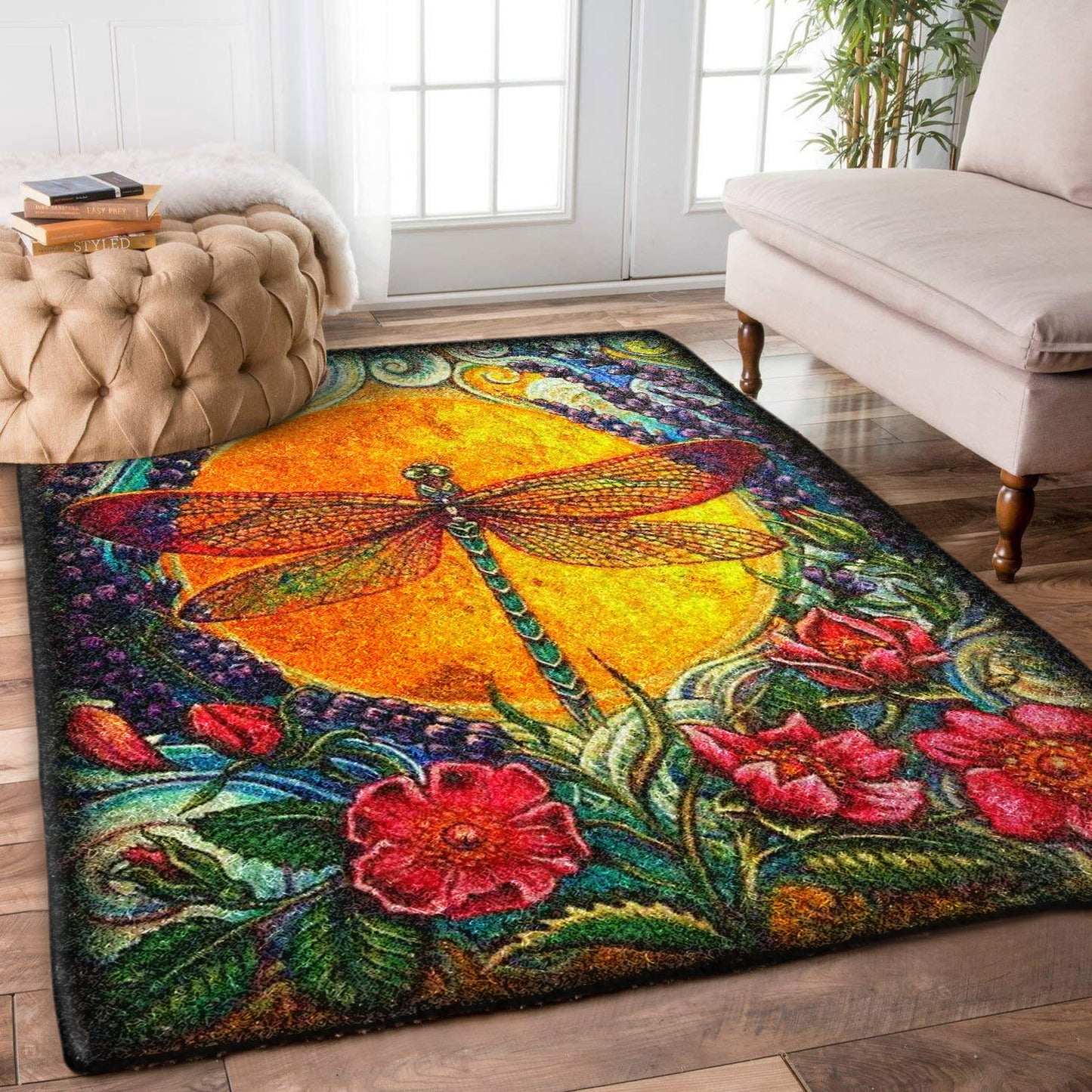 Dragonfly Flower HN0810082R Rug