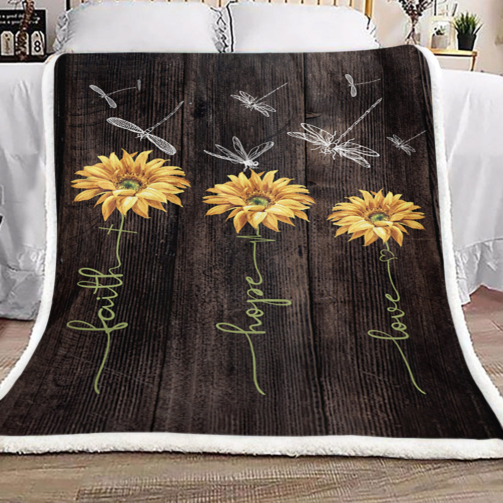 Dragonfly Lovers Sunflower Butterfly CL18110083MDF Sherpa Fleece Blanket
