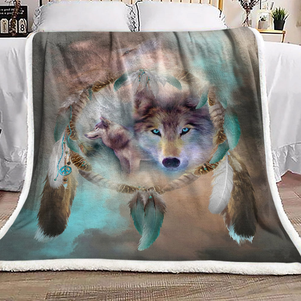 Dreamcatcher Wolf BT2110125F Sherpa Fleece Blanket