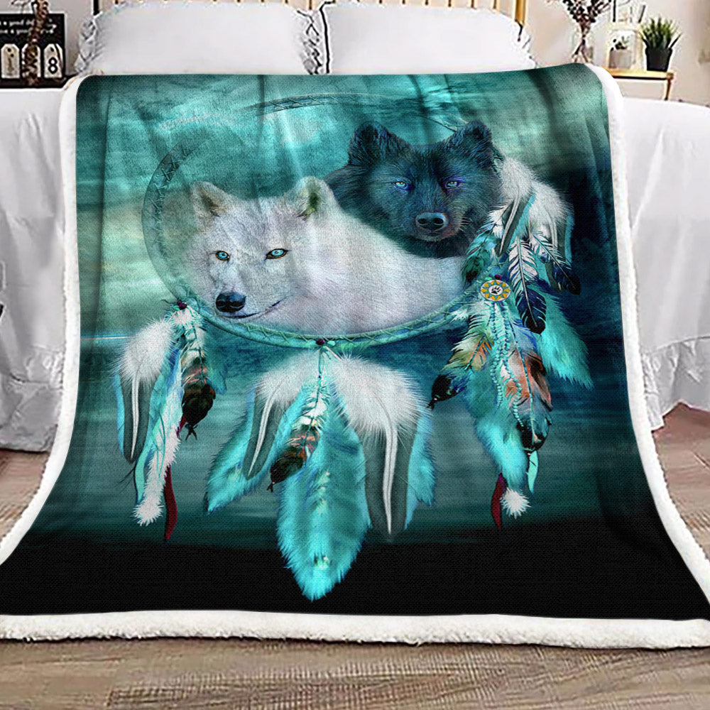 Dreamcatcher Yin Yang Wolf BT2110128F Sherpa Fleece Blanket