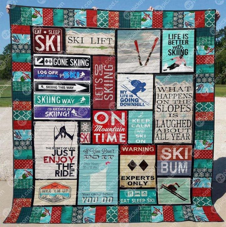 Eat Sleep Ski CLT150622 Quilt Blanket
