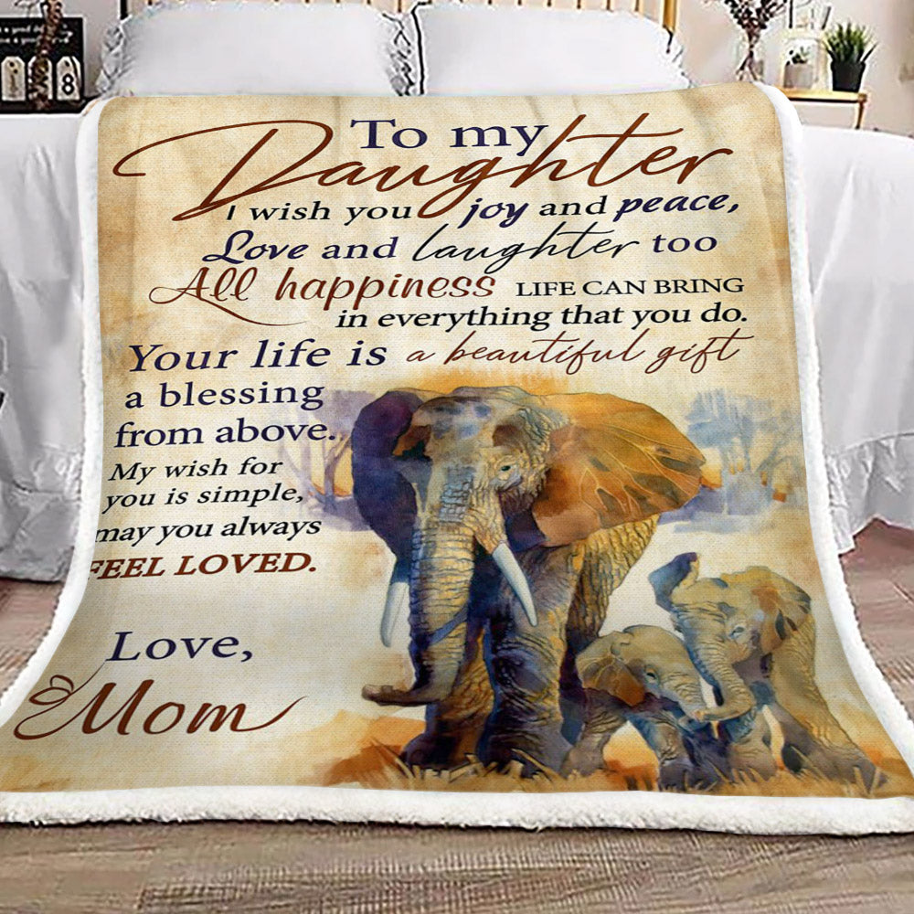 Elephant To My Daughter Love Mom CL16110184MDF Sherpa Fleece Blanket