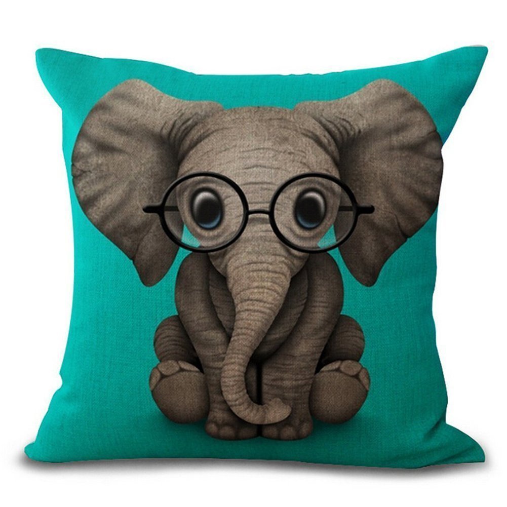 Elephant Wearing Glasses CLP1510066P Throw Pillow Covers