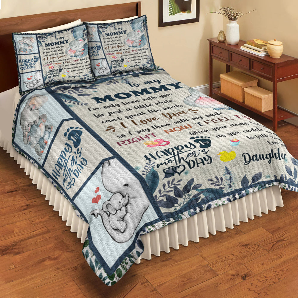 Happy Mother's Day Elephant Quilt Bedding Set HN11042304QB