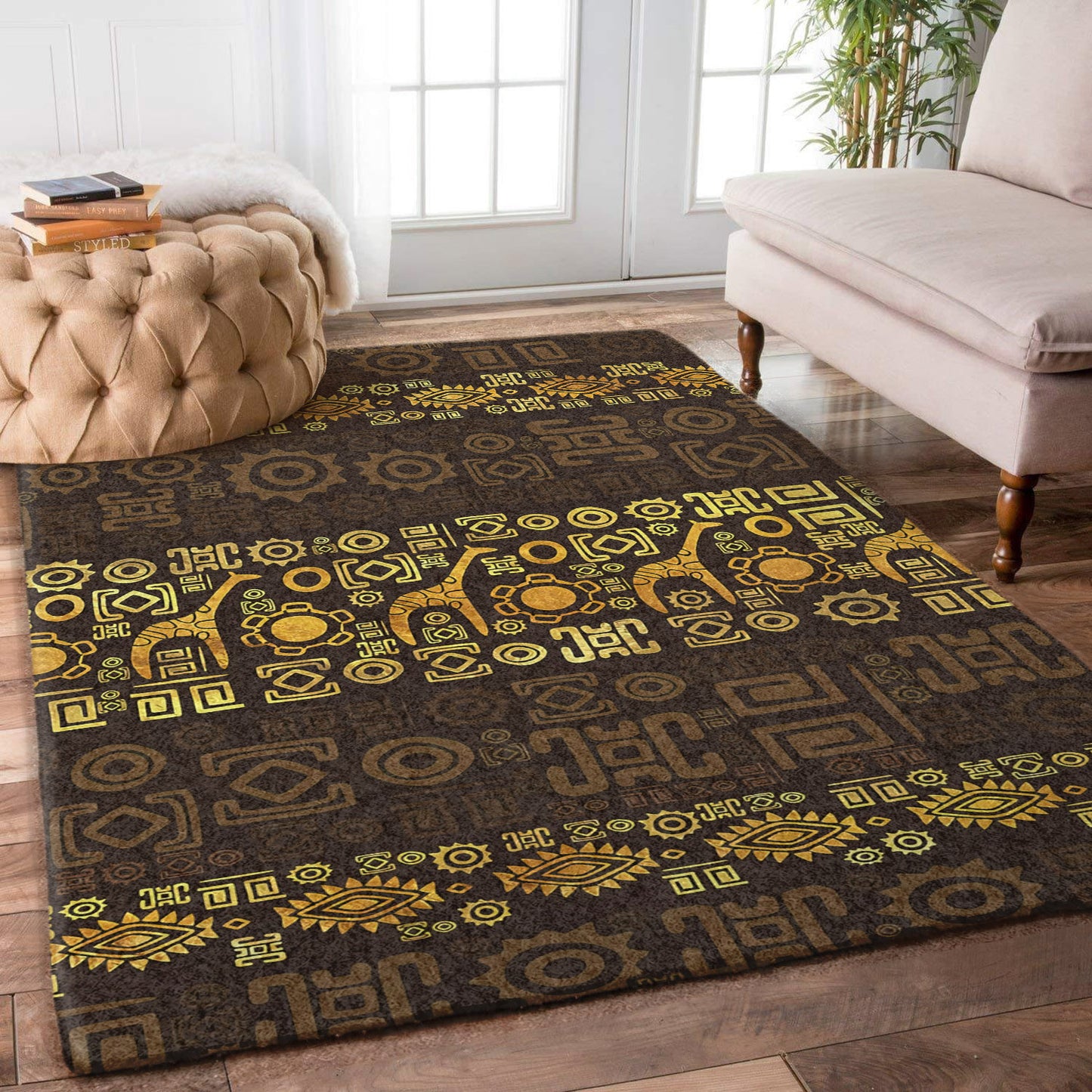 Ethnic African Pattern Browns And Golds AA2712050M Rug