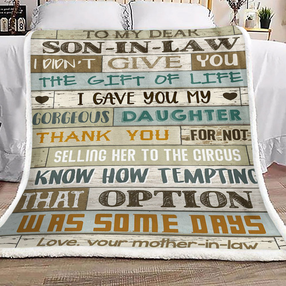 Family To My Dear Son In Law Love Your Mother In Law CL18110147MDF Sherpa Fleece Blanket