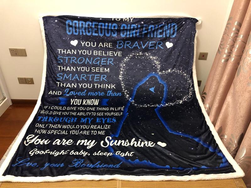 Family To My Gorgeous Girlfriend You Are Braver CLH1111061F Sherpa Fleece Blanket