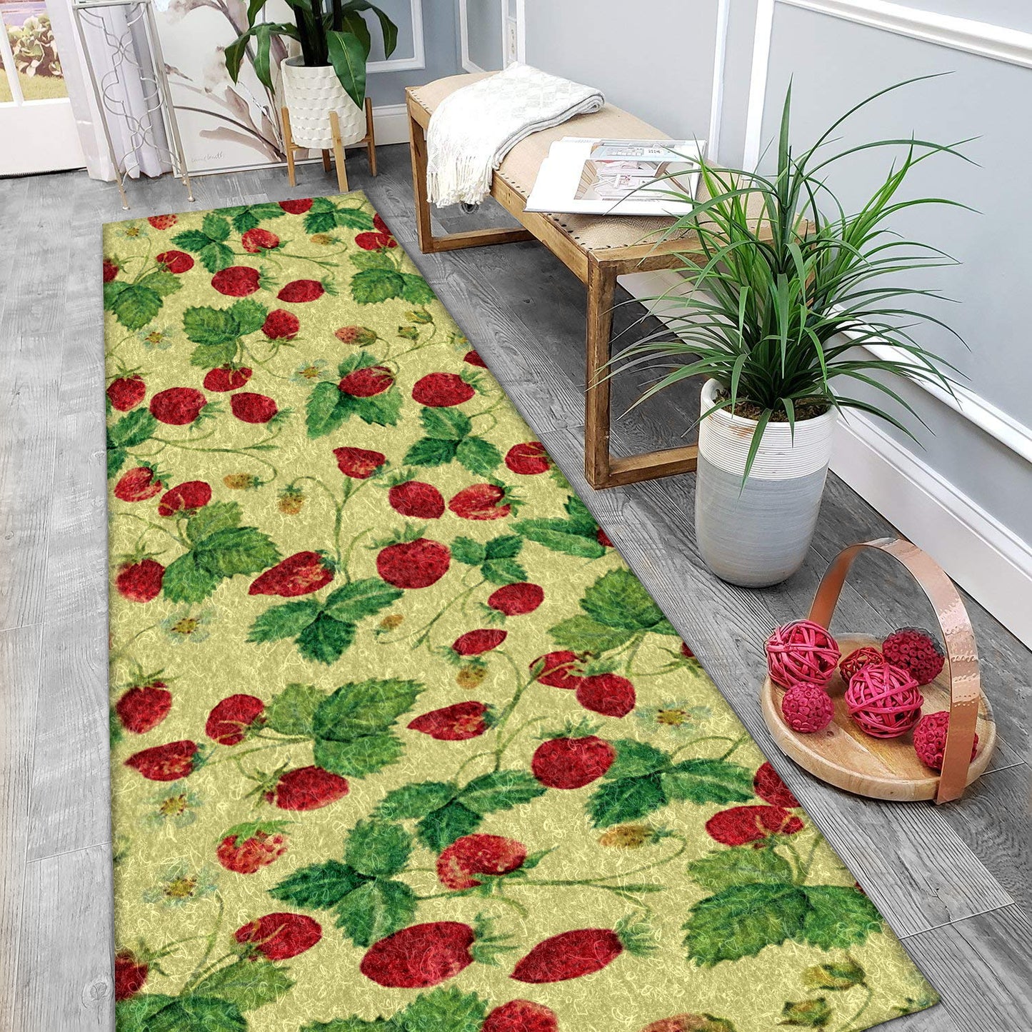 Fancy Cute Strawberries CLM2510021N Runner Rug