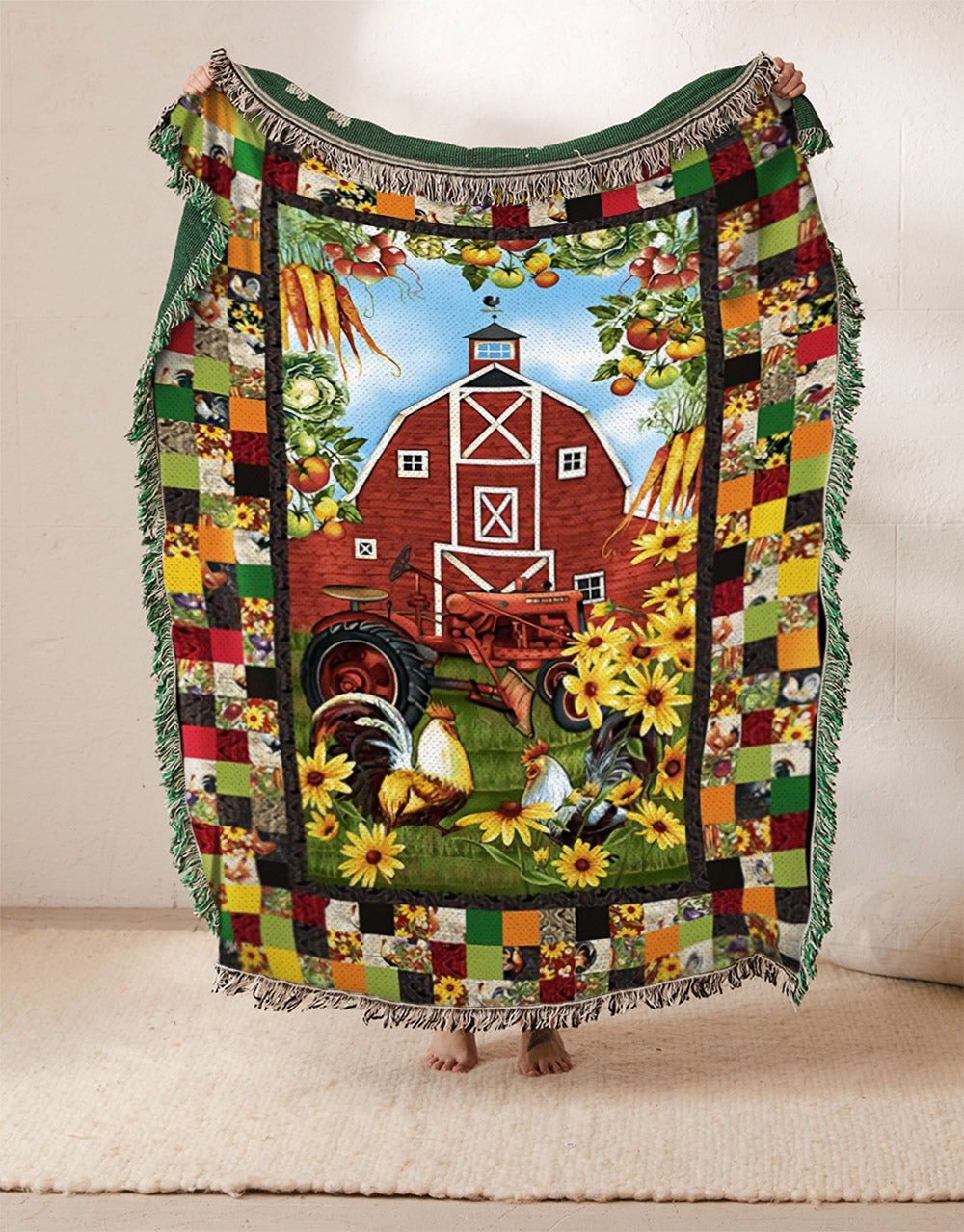 Farm Chicken Flower Carrot Potato Garden BT111072S Throw Blankets For Sofa