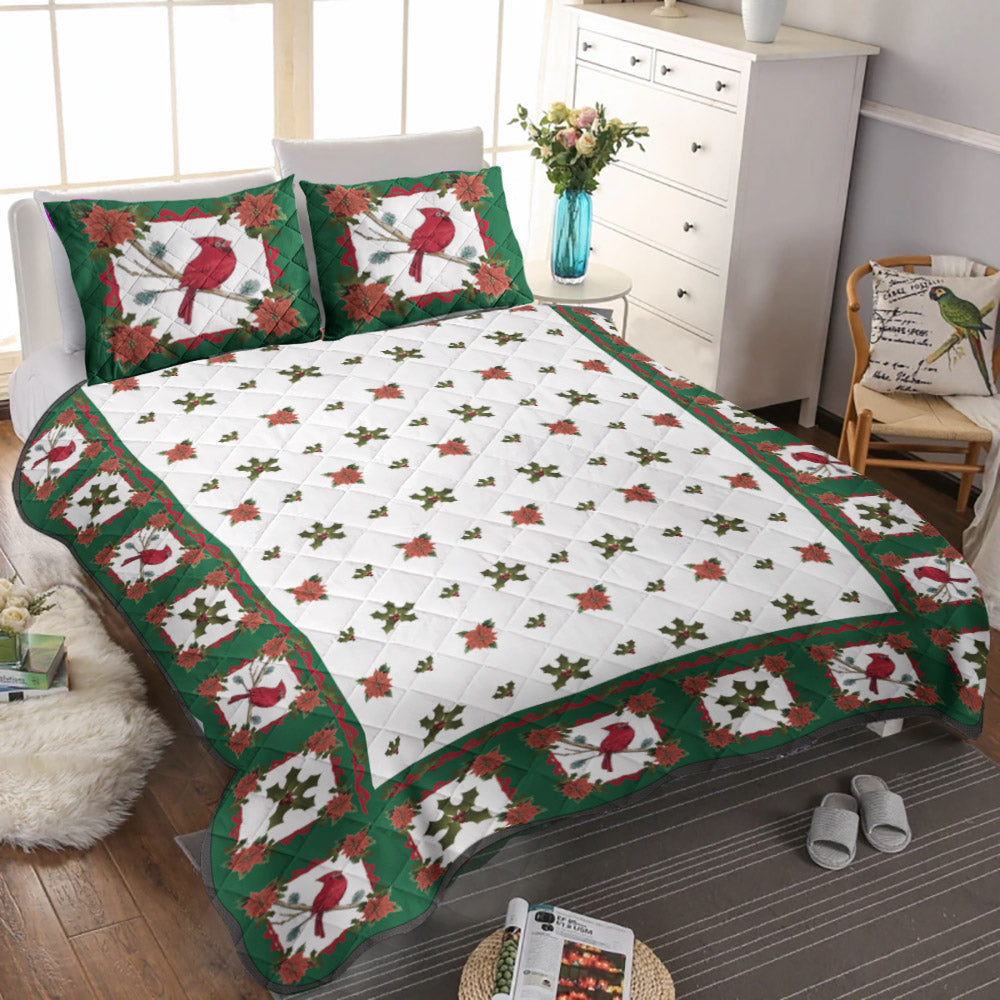Festive Cardinal CLM2210114B Quilt Bedding Set