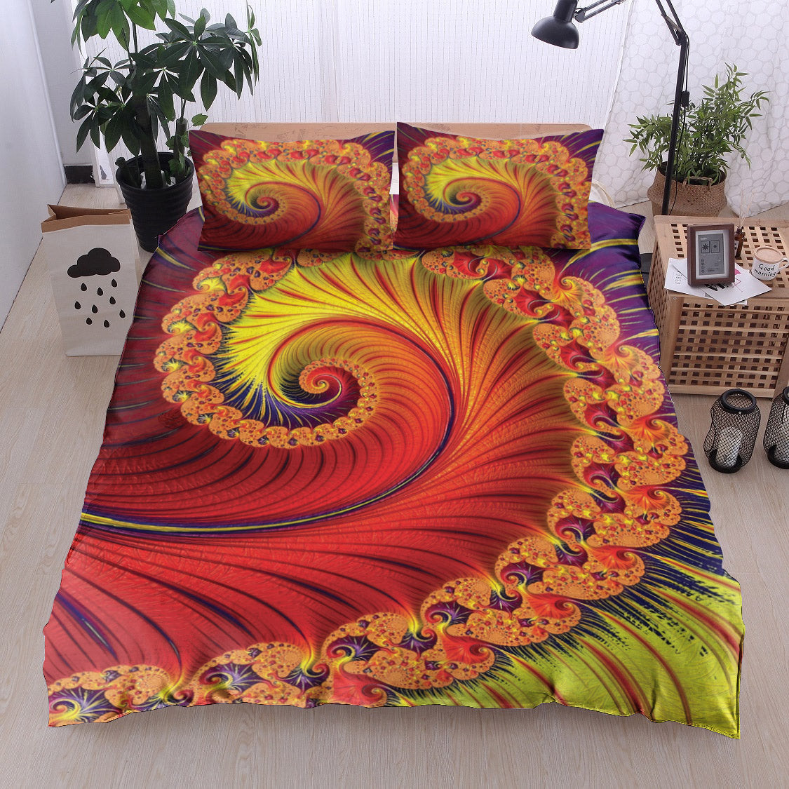 Fibonacci Spiral Art Fractal Red Yellow VD16100141B Bedding Sets
