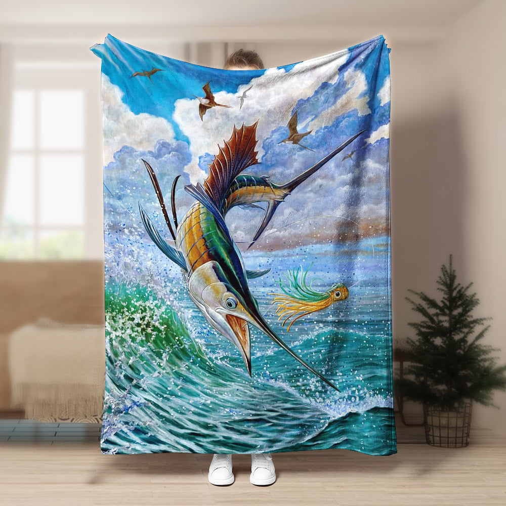 Fish NT10101034F Sherpa Fleece Blanket