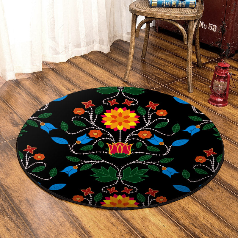 Floral Beadwork QN220810TM Round Area Rug