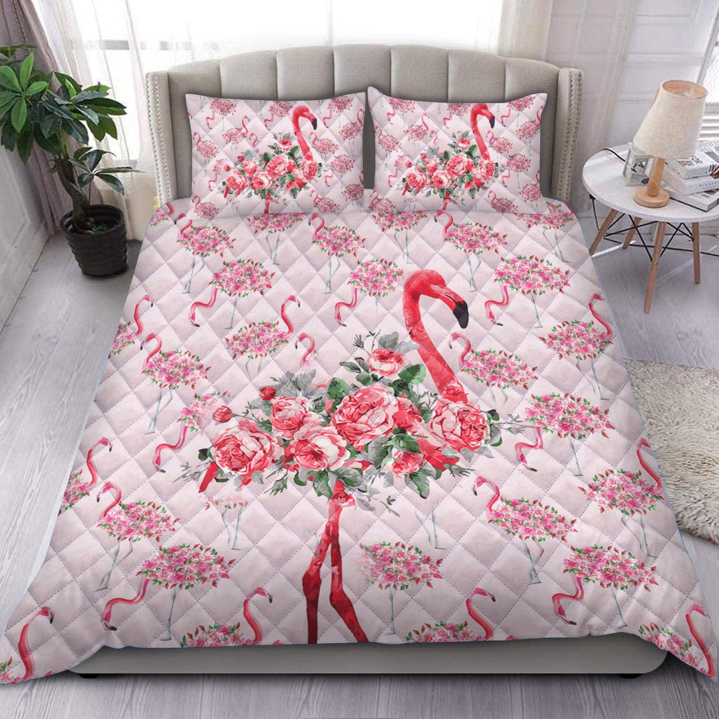 Floral Flamingo Quilt Bedding Set HM300903D