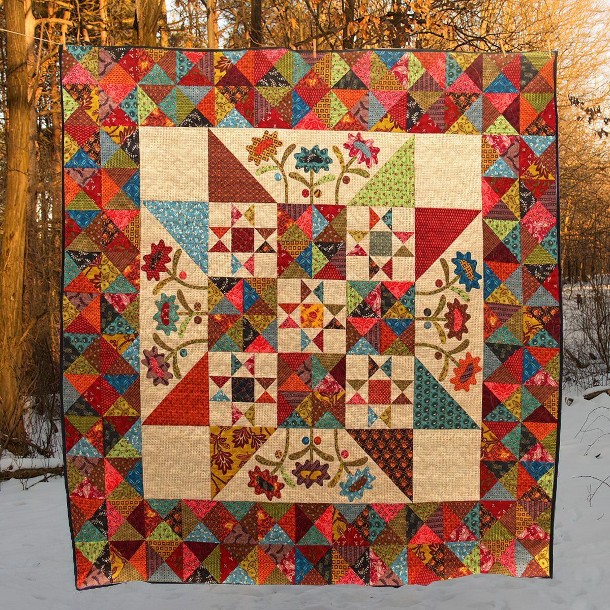 Flower Patchwork CLT2510200H Quilt Blanket