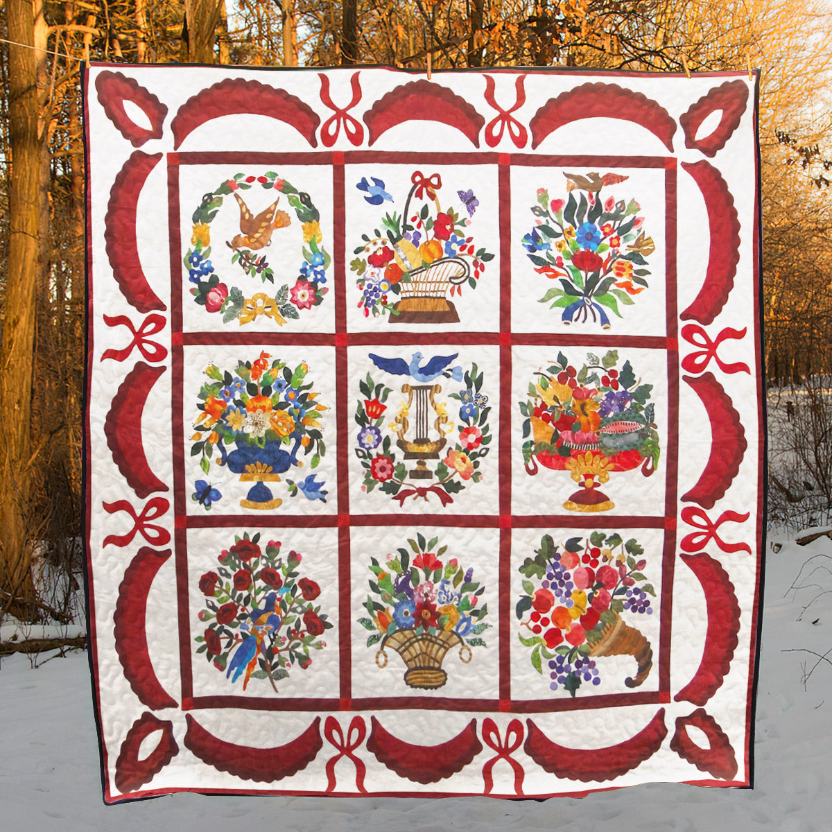 Flower Pot CLA1110288Q Quilt Blanket