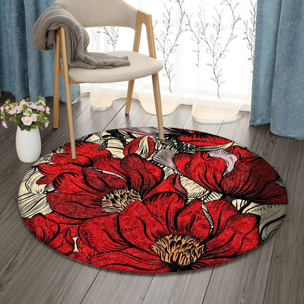 Flower DD1610114RR Round Area Rug