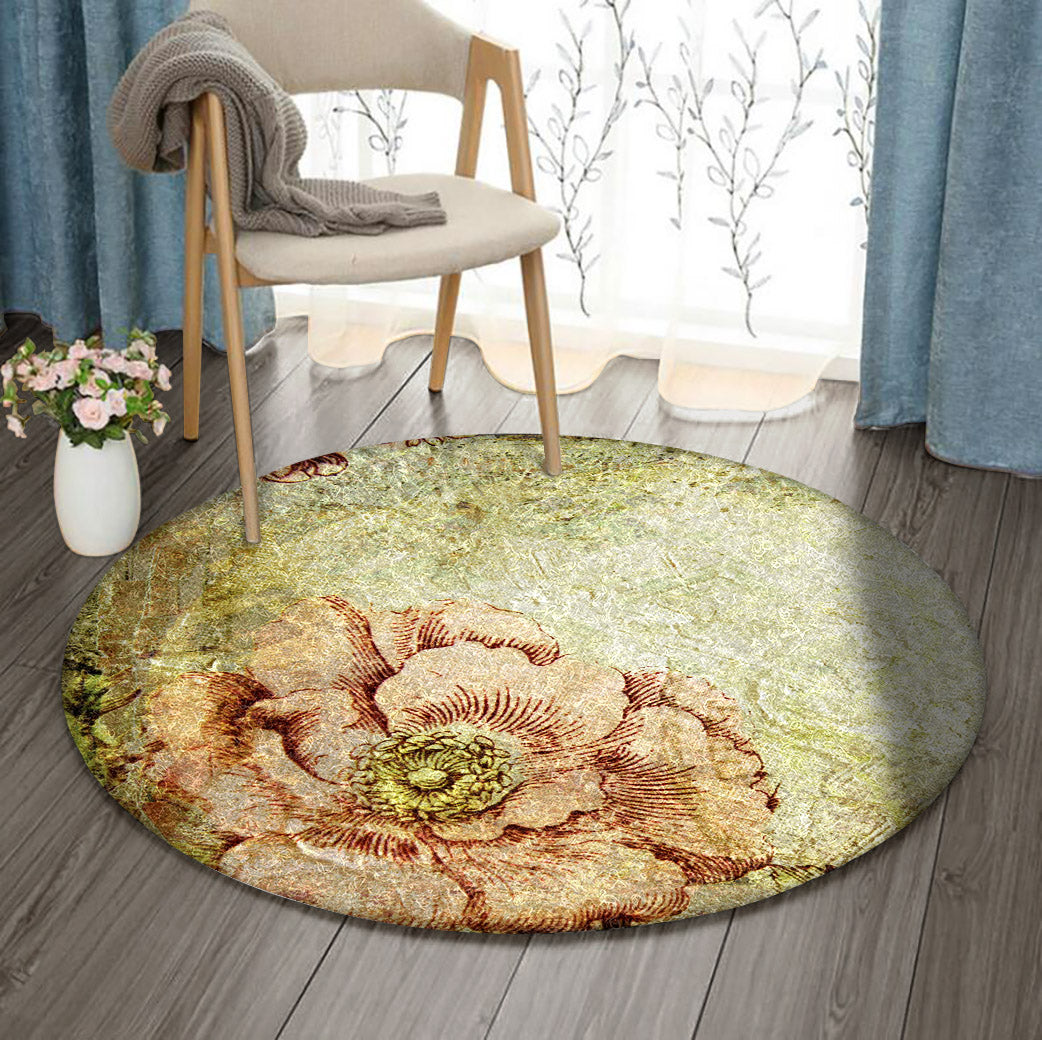 Flower Vintage DN0510063RR Round Area Rug