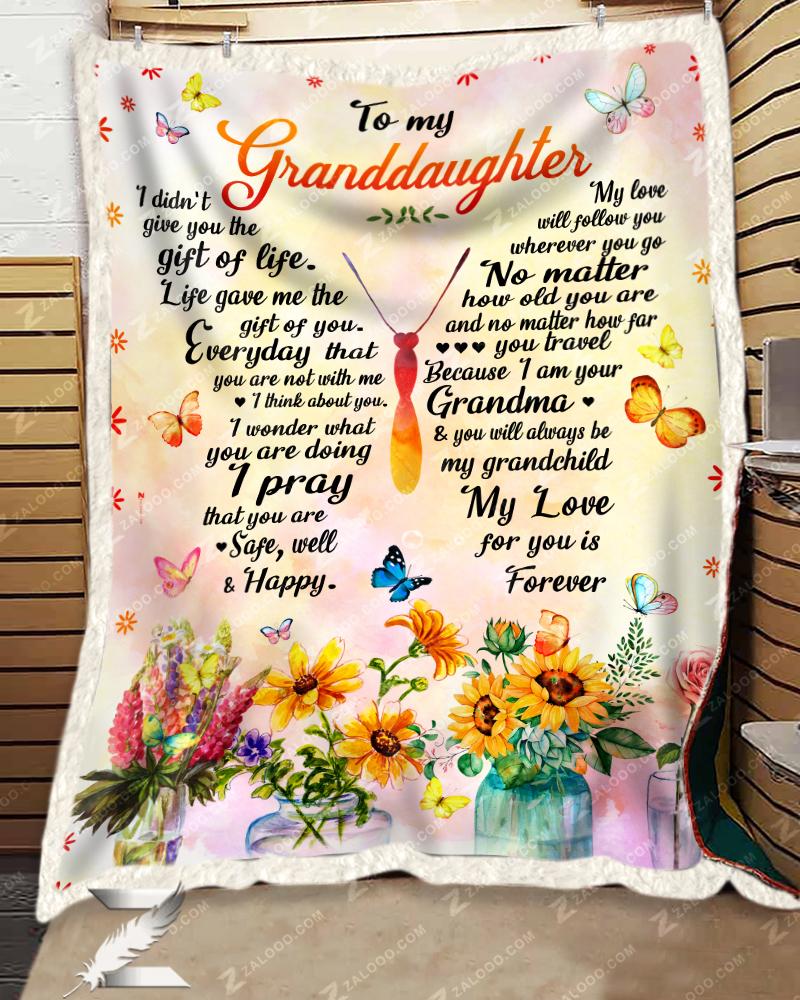 For Granddaughter From Grandma Butterfly My Love For You Is Forever CL26110353MDF Sherpa Fleece Blanket
