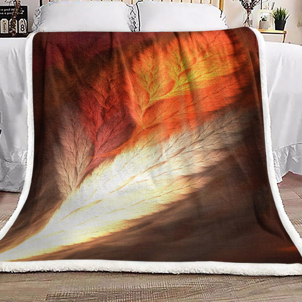 Fractal Feather BT1710077F Sherpa Fleece Blanket
