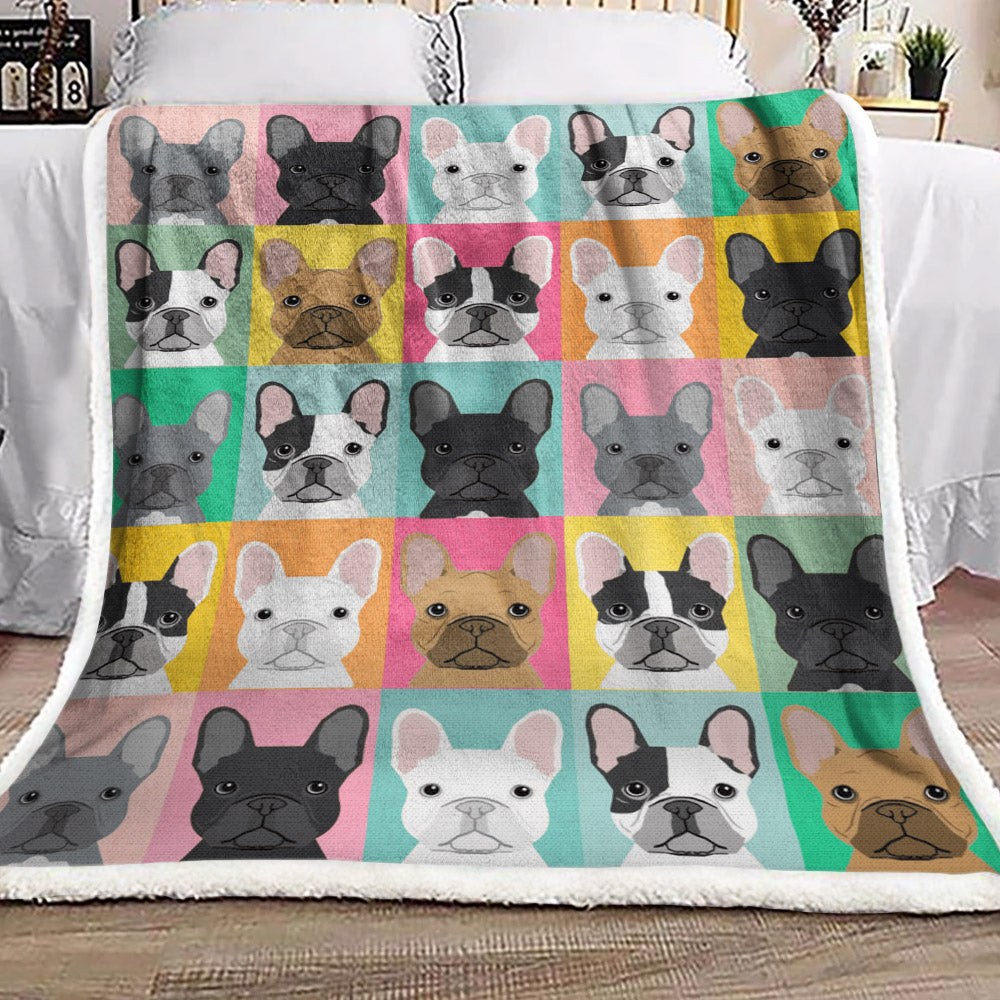 French Bulldog BT021098F Sherpa Fleece Blanket