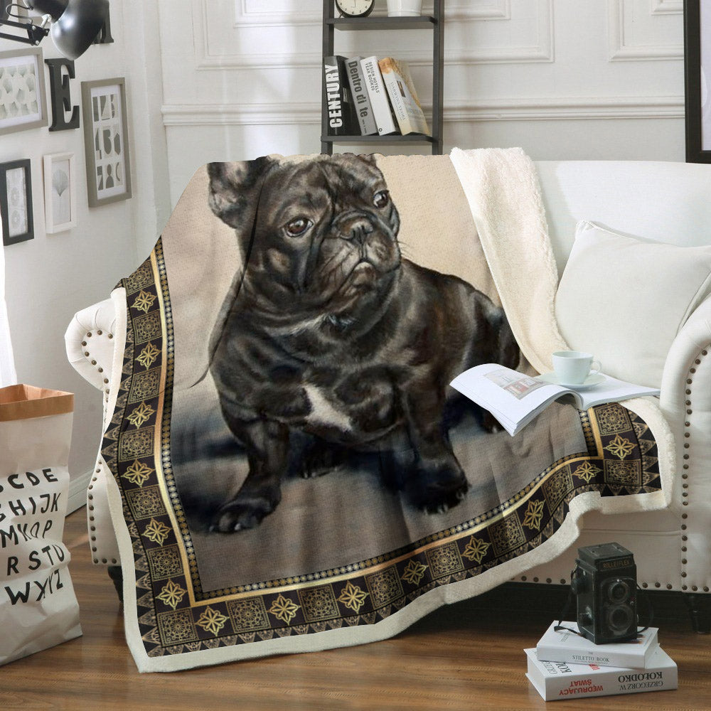 French Bulldog CL02110647MDF Sherpa Fleece Blanket