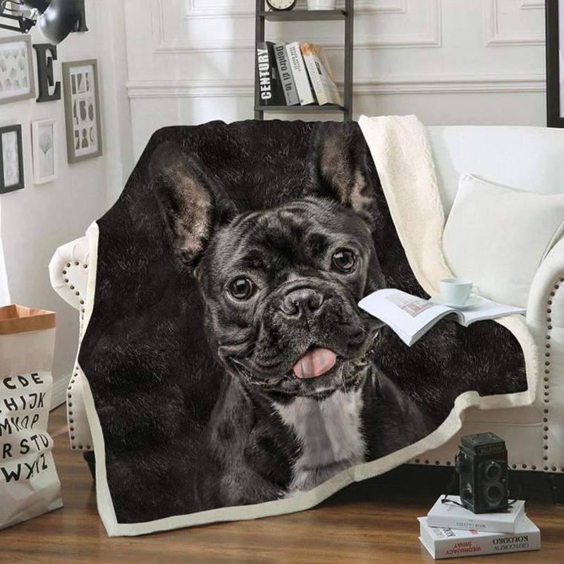 French Bulldog CLM3110127S Sherpa Fleece Blanket