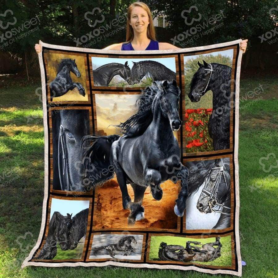 Friesian Horse CL05100203MDF Sherpa Fleece Blanket