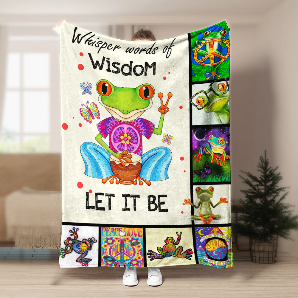 Frog Hippie CL240844MD Sherpa Fleece Blanket