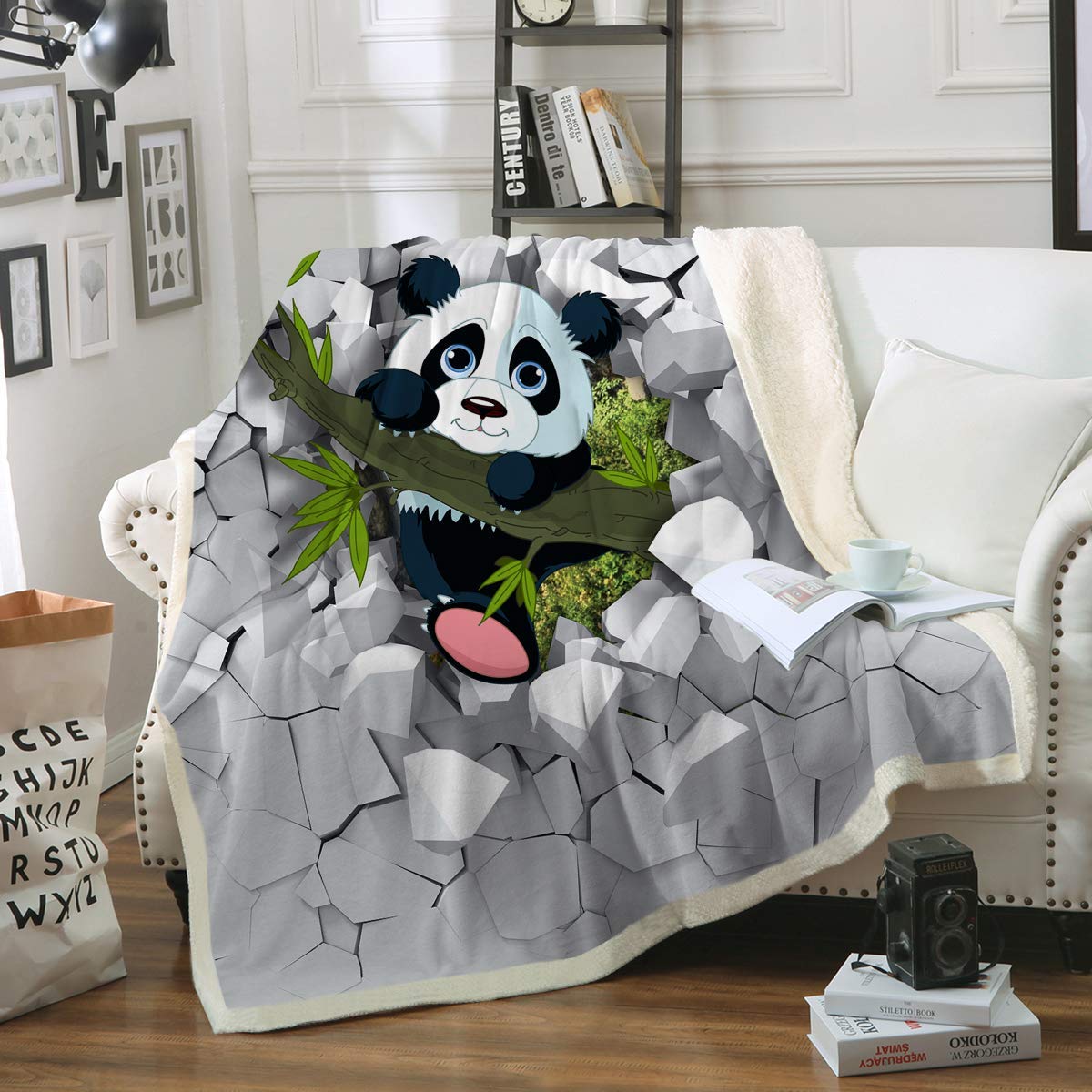 Funny Panda Bamboo CLA1110132F Sherpa Fleece Blanket
