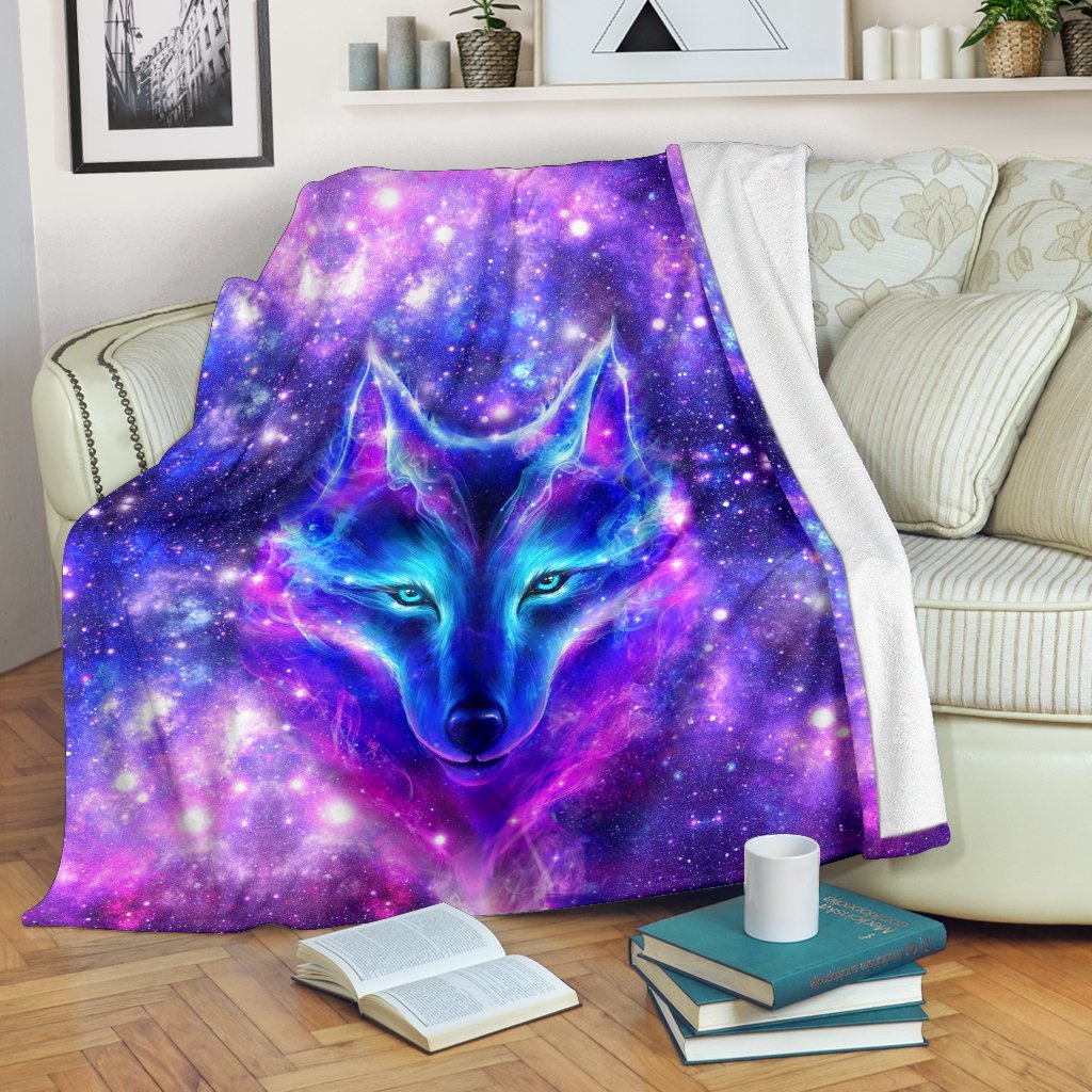 Galaxy Wolf CLM2410185S Sherpa Fleece Blanket