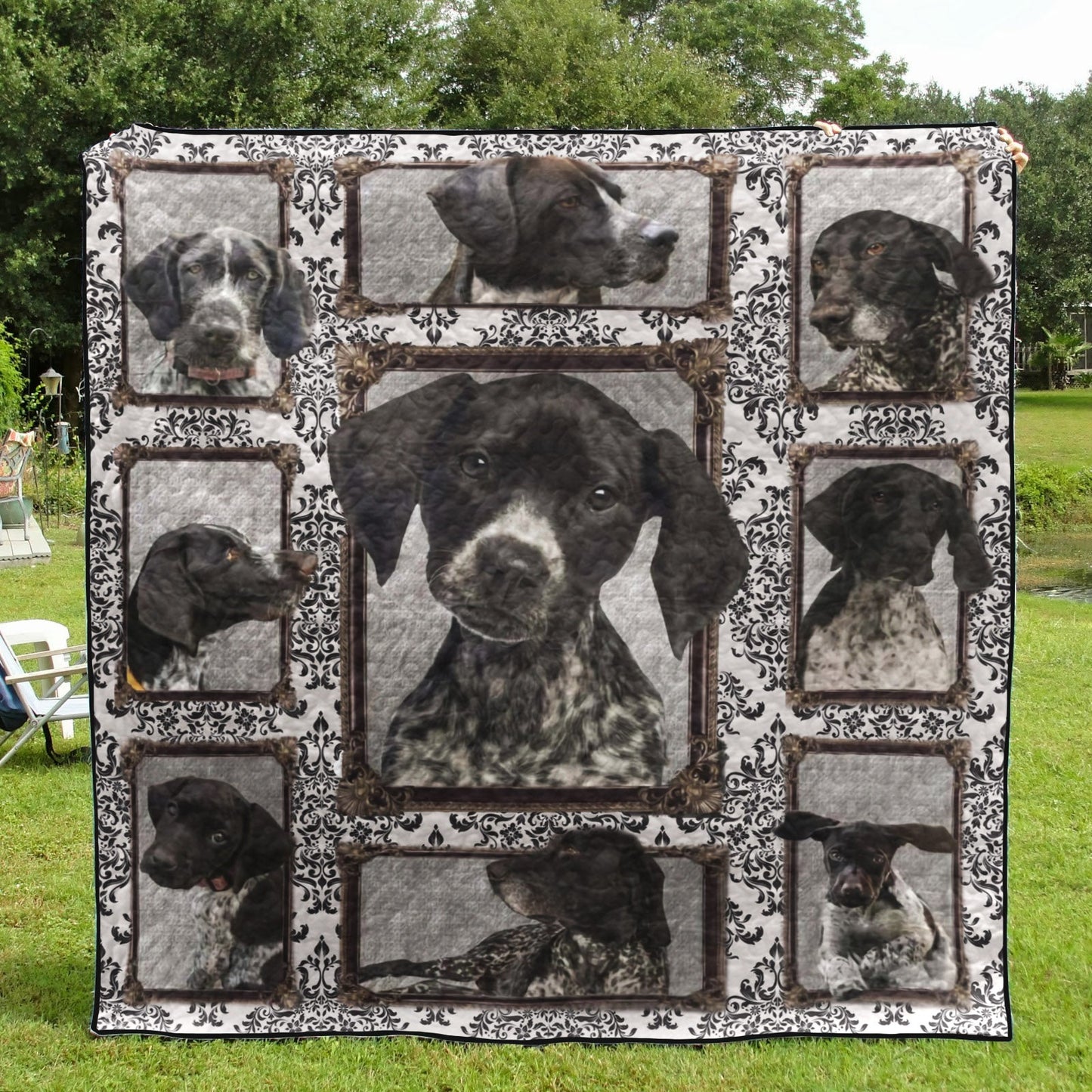 German Shorthaired Pointer Frame CL09100106MDQ Quilt Blanket