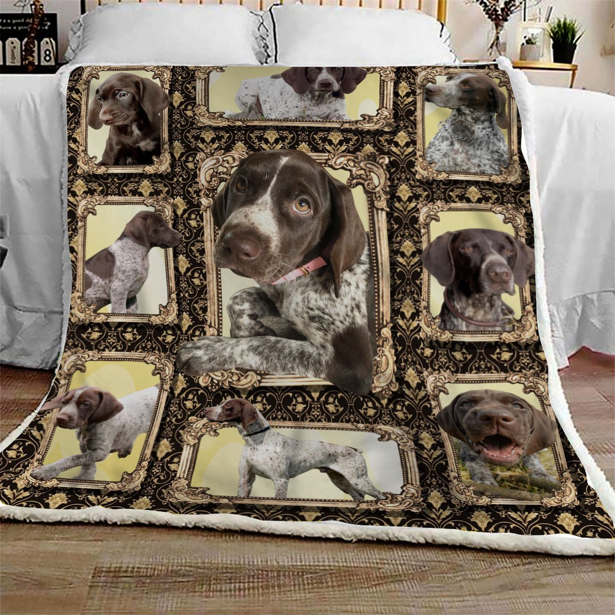 German Shorthaired Pointer Frame Royal CL09100119MDF Sherpa Fleece Blanket