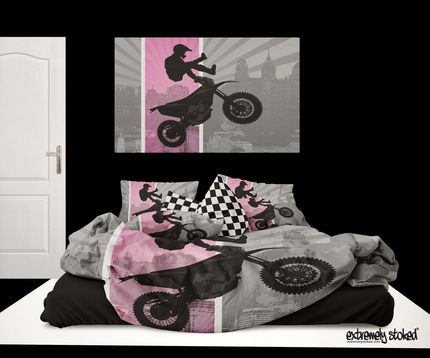 Girls Pink Motocross CL11100103MDB Bedding Sets