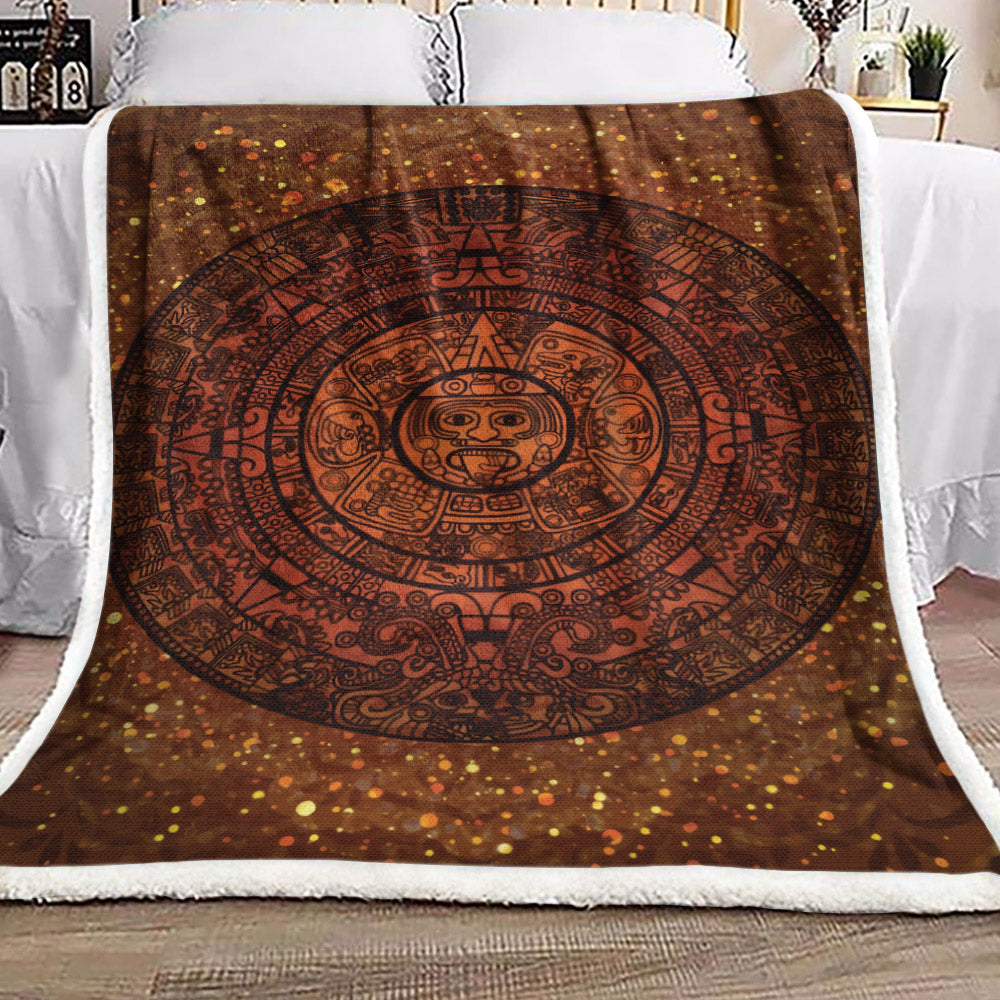 Glowing Aztec Calendar VD2810110F Sherpa Fleece Blanket