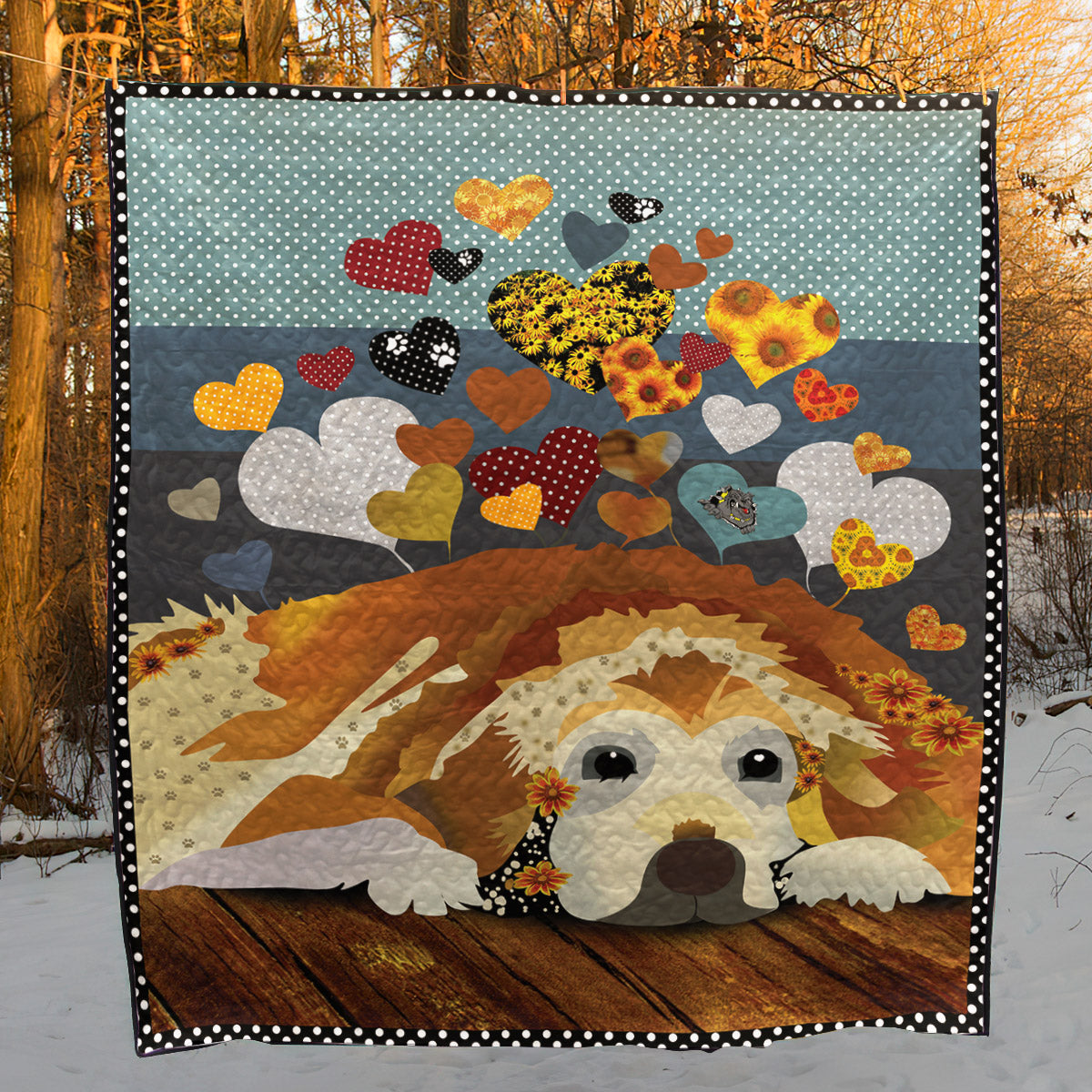 Golden Retriever Heart CLT0111185H Quilt Blanket