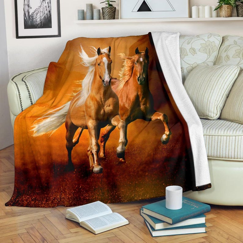 Gorgeous Palomino Horses CLA0510158F Sherpa Fleece Blanket