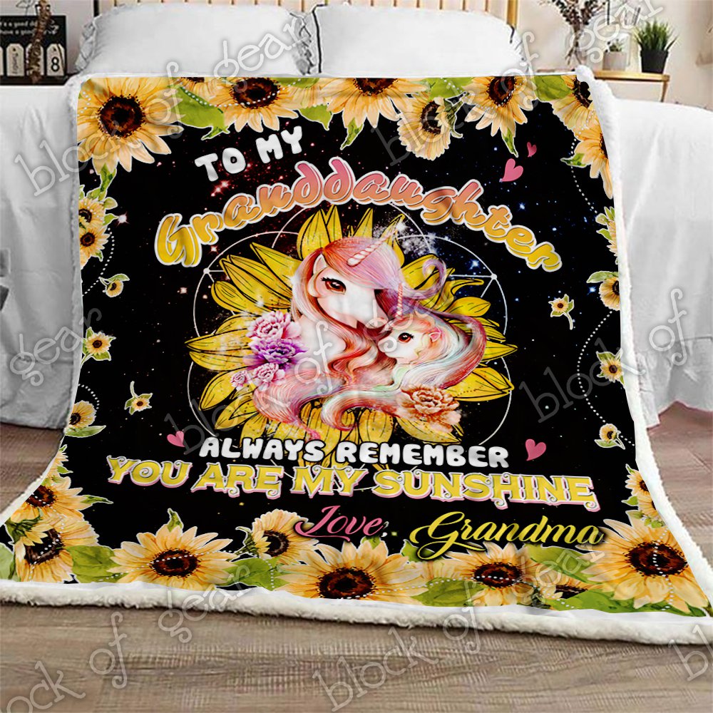 Granddaughter You Are My Sunshine Unicorn CL2709158MDF Sherpa Fleece Blanket