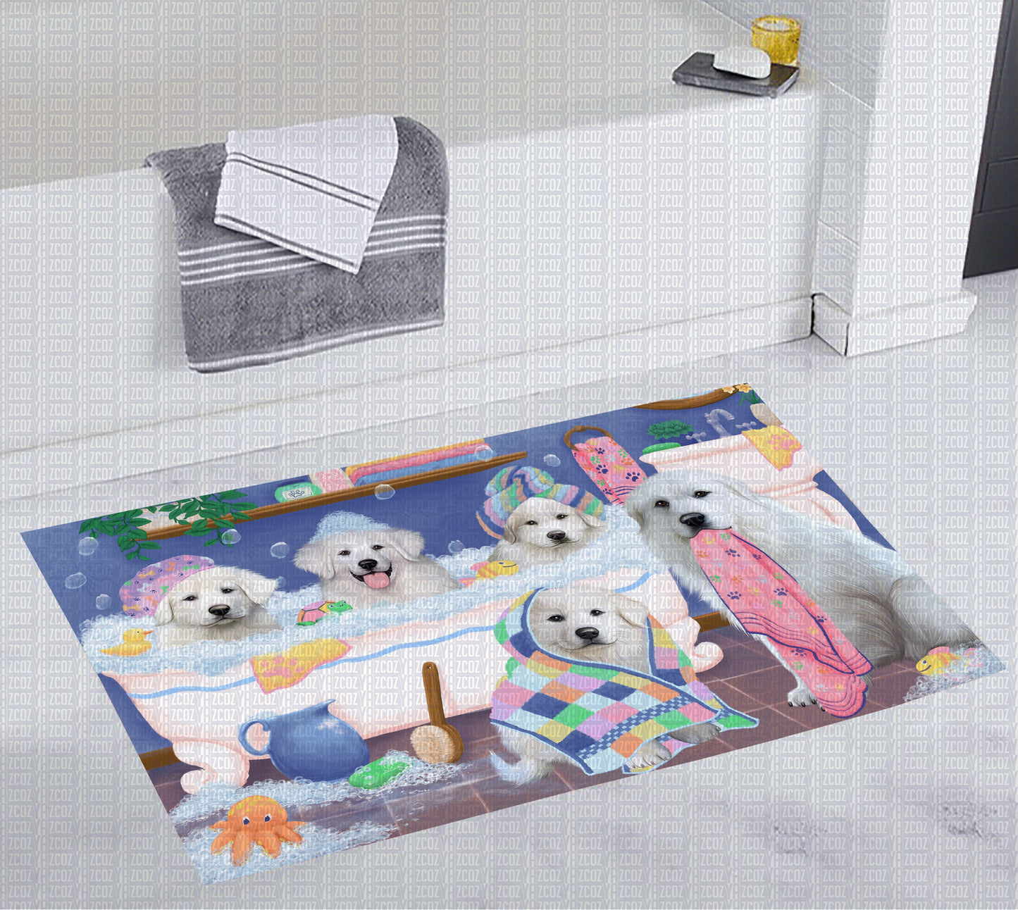 Great Pyrenees Bubble Bath CL20111019MDD Non-slip Door mats