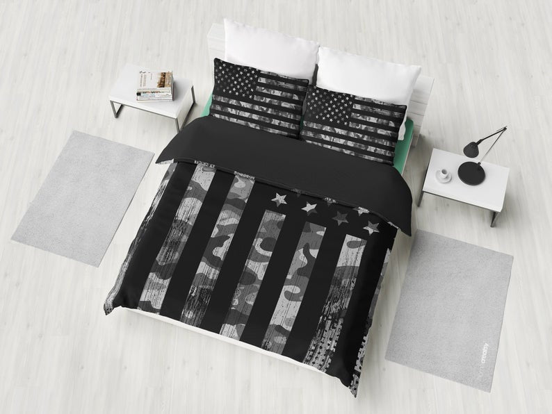 Grey Camouflage American Flag CLH1010204B Bedding Sets