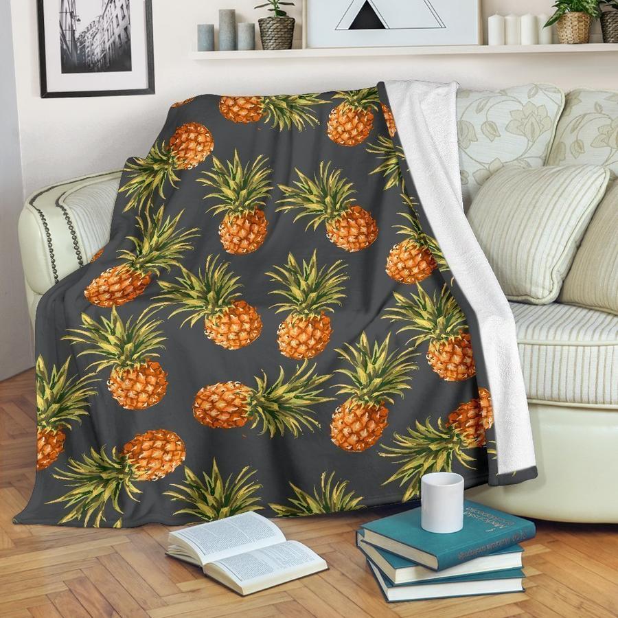 Grey Watercolor Pineapple CLH0111322F Sherpa Fleece Blanket